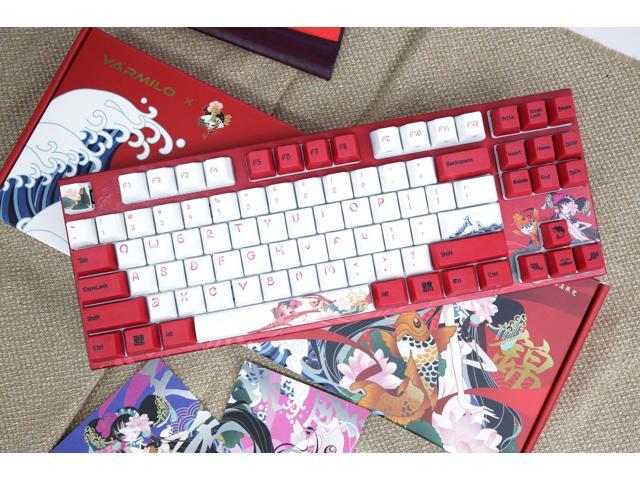 Varmilo VA87M Koi TKL Gaming Mechanical Keyboard Cherry MX Red Switch 87 Keys Dye Sub PBT Keycaps NKRO Detachable USB Wired Red and White