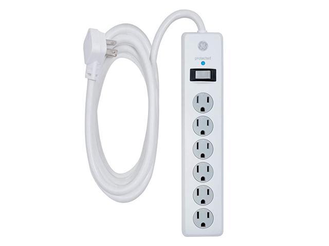 6 Outlet Sur Protector 10 Ft Extension Cord Power Strip 800 Joules Flat ...