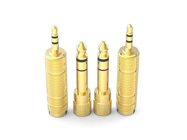 Adapter 635mm 14 Inch Male to 35mm 18 Inch Female and 35 mm Male Plug to 635 mm Female Jack Audio Stereo TRS Converter Adapters 4 Pack Gold Plated