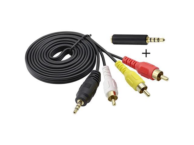 1.5m 5ft 3.5mm Stereo Plug 3 RCA Male Composite Audio-Video Cable Camcorder
