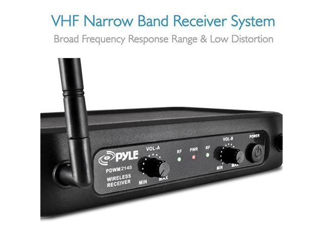 For PA VHF Fixed Dual Frequency Wireless Mic Receiver Set with 2 Lavalier Receiver 2 Transmitter 2 Headset Mics Karaoke Pyle Pro PDWM2145 Dual Channel Wireless Microphone System Dj Party 