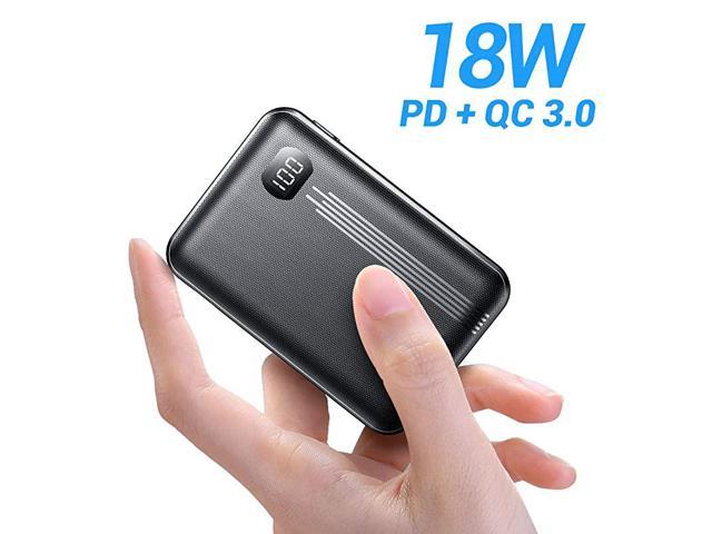 LCD Display External Battery Pack for iPhone Smallest 10000mAh 18W PD USB-C Power Bank Fast Charge Samsung 2019 Upgraded Version Black iPad Pro and More AINOPE 18W QC3.0 Portable Charger 