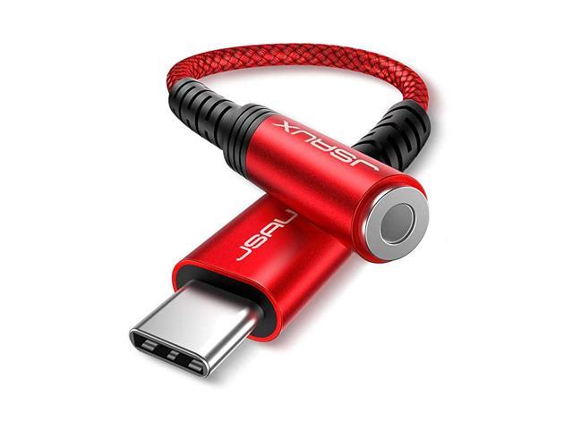 USB Type C to 3.5mm Female Headphone Jack Adapter,  USB C to Aux Audio Dongle Cable Cord Compatible with Pixel 4 3 2 XL, Samsung Galaxy S21 S20 Ultra S20+ Note 20 10 S10 S9 Plus iPad Pro(Red)