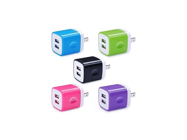 5 Pack USB Charger Wall Plug  Dual Port 21A USB Phone Charger Adapter Block Box Replacement Fast Charging Plug Compatible for iPhone Xs iPad Samsung Galaxy S20 Moto Google Pixel and More
