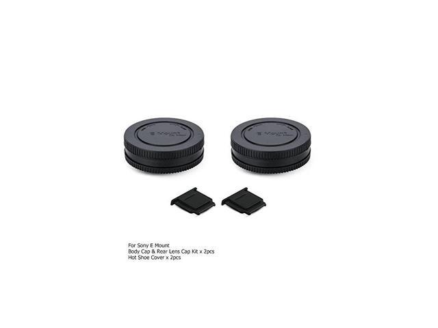 2 Pack JJC E-Mount Body Cap and Rear Lens Cap Kit for Sony A6000 A6300 A6400 A6500 A5100 A5000 A7 III II A7R IV III II A7S II A9 NEX-7 NEX-6 and More Sony E-mount Mirrorless Camera and Lens 