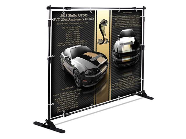 8x8 Professional Step and Repeat Backdrop Banner Stand Large Tube Heavy Duty Telescopic for Trade Show and Photo Booth Background with Carrying Case 