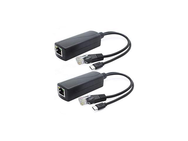 USB Type C IEEE 802.3af Compliant 48V to 5V 2.4A Adaper ANVISION 2-Pack 5V Gigabit PoE Splitter