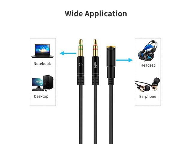 Headphone Splitter For Computer 35mm Female To 2 Dual 35mm Male Headphone Mic Audio Y Splitter 4787