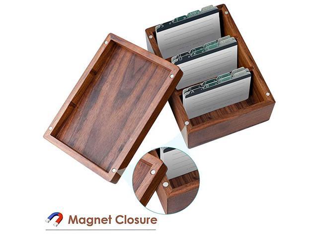 NeweggBusiness - Business Card Holder 22 x 35 inches Index Cards Organizer  Wood Cards Box Business Cards File Storage Index Card Organizers 3 Divider  Boards for 300 Cards AZ Guides 63 x 45 x 3 inches