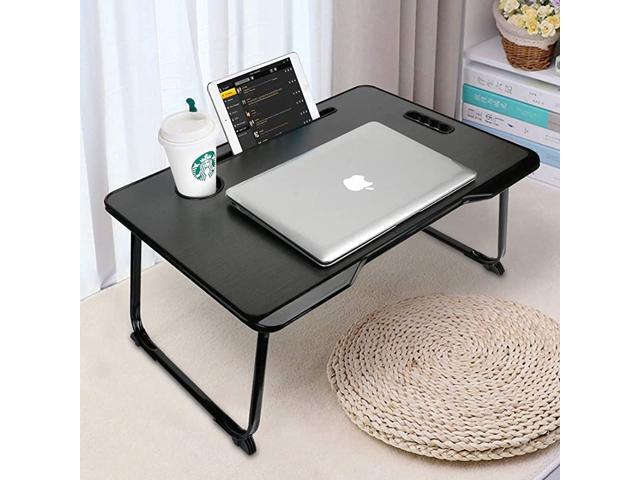 Laptop Bed Tray Table With Handle Portable Desk Notebook Stand Reading Holder Foldable Legs Cup Slot Tablet Groove For Sofa Couch Floor Black Newegg Com Laptop Bed Tray Table With Handle, Portable Folding Computer Desk Laptop Notebook Reading Tablet