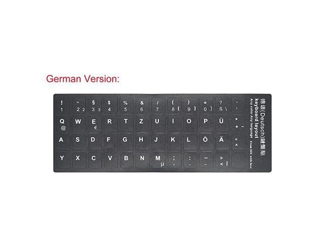 German Non Transparent Keyboard Stickers Black Background 