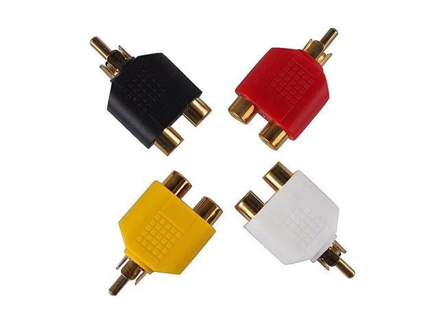 4pcs Rca Y Splitter Adapter 2 Female To 1 Male For Audio Video Av Tv Cable Convert 9605