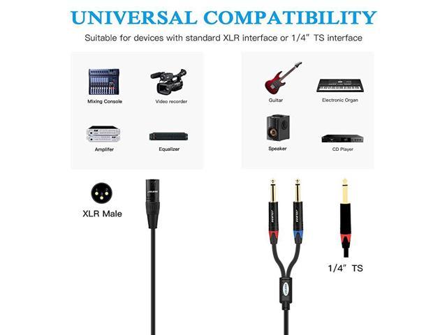 Xlr Male To Dual 14 Ts Mono Y Splitter Microphone Cable Xlr Male To Dual 635mm Ts Y Adapter Cord 