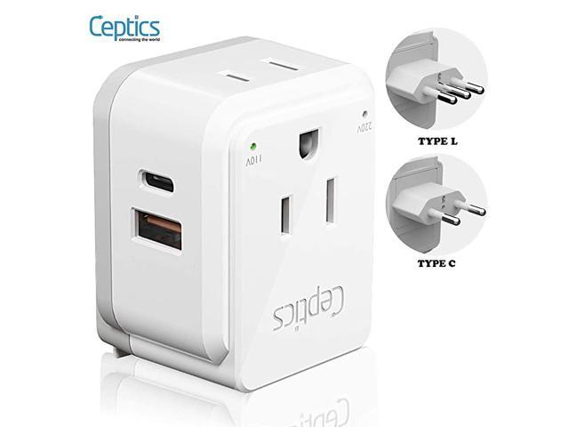 Italy Chile Rome Power Plug Adapter Travel Set  Safe Dual USB UsbC 31A 2 Usa Socket Compact Powerful Use In Lybia Tunisia Uruguay Includes Type C Type L Swadapt Attachments