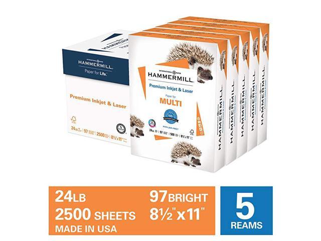 2,500 Sheets Premium Inkjet & Laser Paper 24 lb - 97 Bright Hammermill Printer Paper Made in the USA New 8.5 x 11-5 Ream 