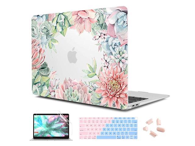 Pink Floral Succulents Flowers Clear Transparent Protective Sleeve Hard Case Cover for MacBook 13 Pro Air 13 Air 11 Pro 16 Pro 15 Shell Case