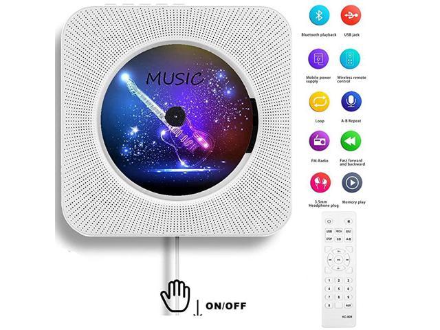 Portable Cd Player Bluetooth Wall Mountable Home Audio Boombox With Remote Control Fm Radio Builtin Hifi Speakers Headphone Jack Aux Input Output White Newegg Com - Wall Mounted Cd Player With Radio And Remote Control