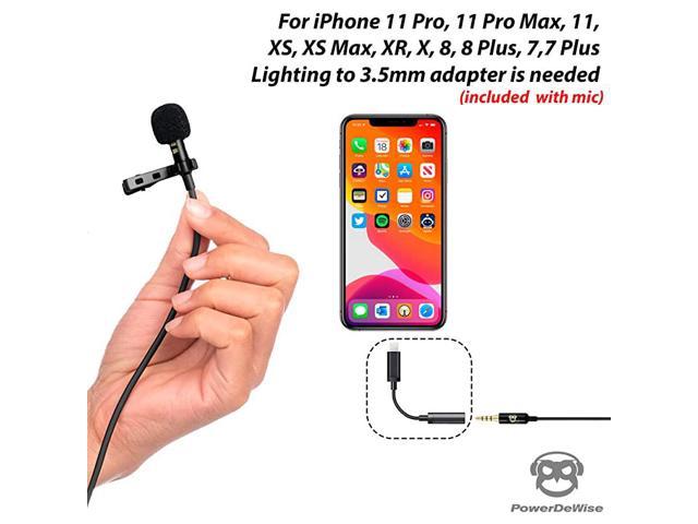 Professional Grade Lavalier Microphone with Adapter Compatible with iPhone iPhone Compatible External Microphone XS XS Max Microphone Lapel Microphone for iPhone 5 6 7 8 X iPhone XR 