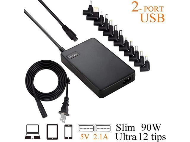 Universal Laptop Charger 90w 12 24v One For All Slim Ac Adapter Power Supply Cord With Dual 3857