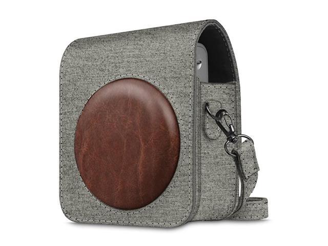 Protective Case Compatible with Fujifilm Instax Mini 90 Neo Classic Instant Film Camera Premium Vegan Leather Bag Cover with Removable Strap Denim Grey