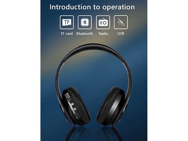 Rechargeable Headphones Bluetooth Over Ear Headphones Foldable Headset Mic (Black-M2) -