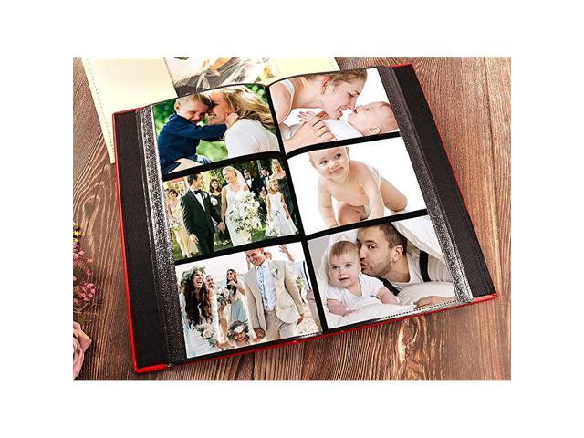 Photo Album 4x6 Black Pages 3 Per Page Holds 300 Pockets Photo Picture  Album Leather Cover 4x6 Photo Sleeves Baby Family Small Photo Albums Slot  Wedding Anniversary Holiday Gift PhotoRed 