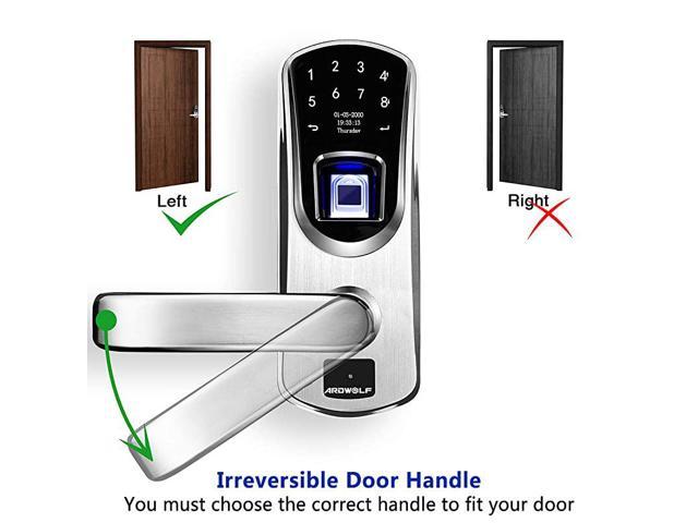 Fingerprint Door Lock  A60 Keyless Entry Biometric Door Locks with LeftHandle Smart Front DoorLock with Digital Keypads and Backup Key for Garage Home 304 Stainless Steel