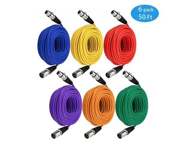 3 pin Double Shielded Balanced DMX Cables/XLR Cables. 10-Pack XLR Male to Female mic Cables NUOSIYA XLR Cable Colored Microphone Patch Cable 6 feet 