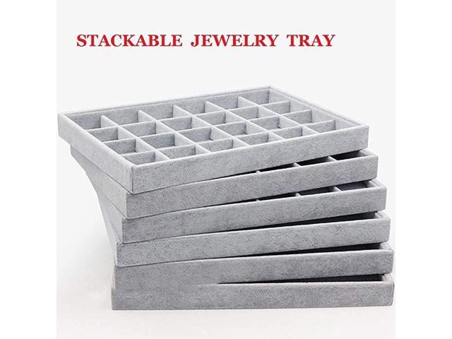 Oirlv Velvet Stackable Jewelry Display Trays 12 Grids Rings Earrings Bracelet Or Oirlv Velvet Stackable Jewelry Display Trays 12 Grids Rings Earrings Bracelet Or