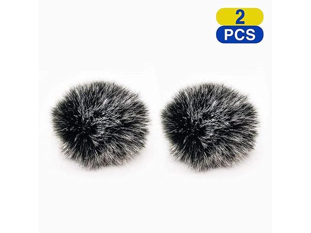 2Pcs Microphone Pop Filter Windscreen Cover for Small Microphones Furry Muff Outdoor Windproof for Most Lavalier Microphones Lapel Headset 