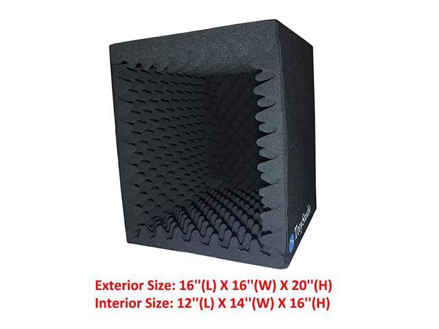 Stand Mountable Foldable TroyStudio Portable Sound Recording Vocal Booth Box |Large Black |Reflection Filter & Microphone Isolation Shied| Super Dense Sound Absorbing Foam| 