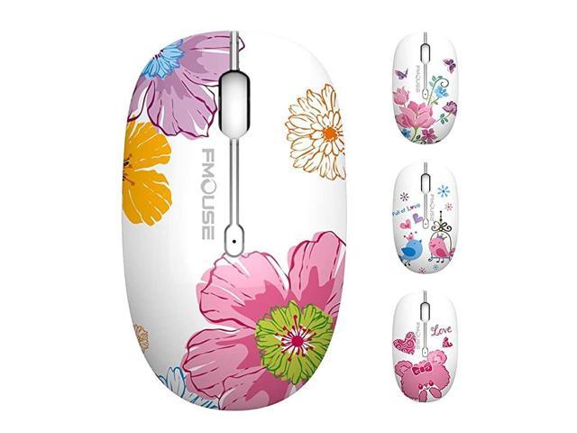 2.4G Wireless Mouse with Cute Pattern Design for All Laptops and Desktops with Nano Receiver Floral 