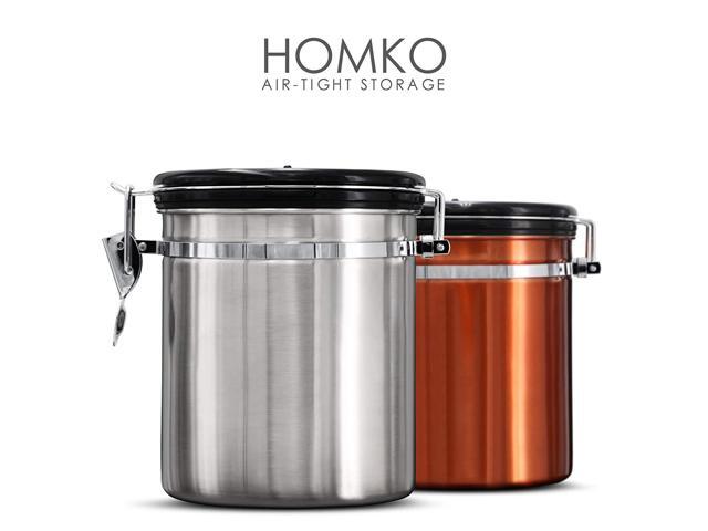Homko Stainless Steel Coffee Canister Airtight Vault With Co2 Homko Stainless Steel Coffee Canister Airtight Vault With Co2 Valve Kitchen Storage Container Box