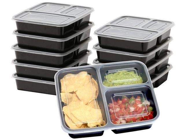 10 Pack Simplehouseware 3 Compartment Food Grade Meal Prep Storage Container Bo 36 Ounces Newegg Com