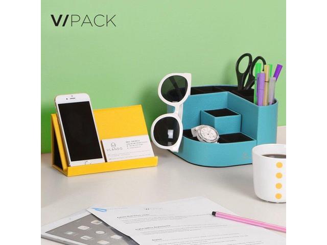 Vpack Colored Magnet Desk Organizer Set Pencil Cup Holder And Pad Mobile Stand Pu Leather Office Supplies Desktop Stationery Storage Box