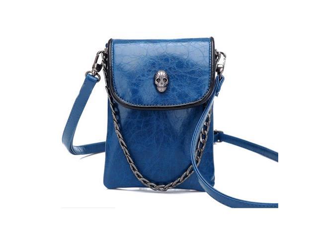 Women Pu Leather Skull Cellphone Pouch Mini Crossbody Shoulder Bag With Metal Chain Strap Royalblue Newegg