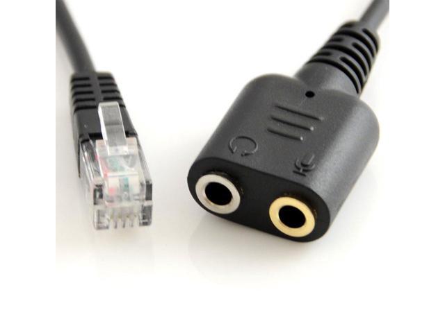 SINCODA 2 Pack RJ9 4P4C Male to 3.5mm Female Headset Phone MIC Audio Splitter Adapter Cable