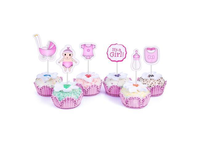 48 Cupcake Toppers It S A Girl Baby Shower Kids Party Cup Cake