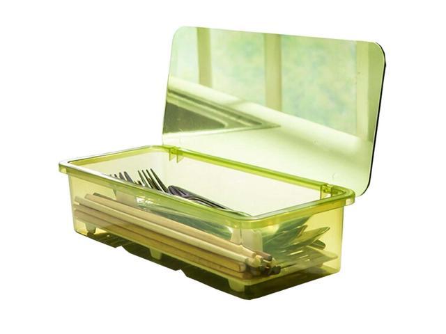 Aiyoo Flatware Tray Kitchen Drawer Organizer With Lid And Drainer Plastic Cutlery Utensil Storage Container Cover Dust Proof