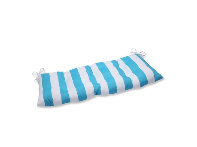 44 Fresh Turquoise And White Cabana Stripe Tufted Bench Cushion