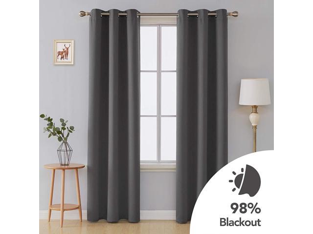 Deconovo Room Darkening Thermal Insulated Grommet Blackout Window Curtains For Living Curtain Panels Dark Grey 42x95 Inch 1 Pair Newegg Com