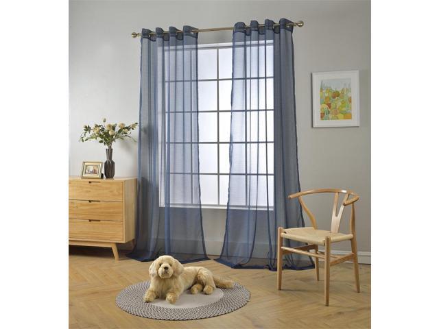 Miuco 2 Panels Grommet Textured Solid Sheer Curtains 63 Inches