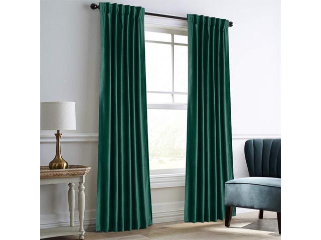 Dreaming Casa Darkening Teal Velvet Curtains For Living Room Thermal Insulated Rod Pocket Back Tab Window Curtain For Bedroom 2 Top Construction