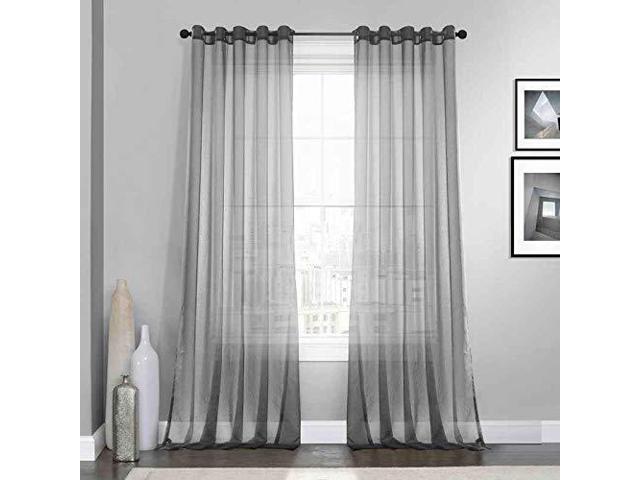 Dreaming Casa Grey Solid Sheer Curtains Voile Window Treatment