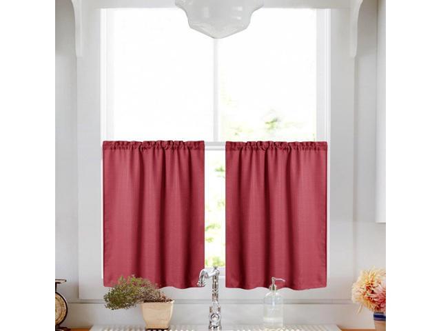 Tier Curtains 24 Inch Rod Pocket For Kitchen Casual Weave Textured