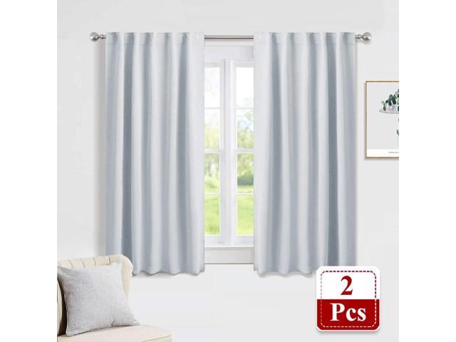 Pony Dance White Curtain Panels Kitchen Curtains Room Darkening Light Blocking Energy Saving Short Drapes Bedroom With Back Tab Home Decor 42 In