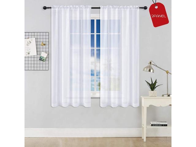 Keqiaosuocai White Sheer Curtains 63 Inches Long Rod Pocket