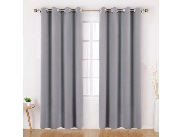 Homeideas Blackout Curtains 2 Panels Light Grey Gray Room
