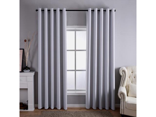 Dreaming Casa Solid Room Darkening Blackout Curtains For Bedroom Draperies Window Treatment 2 Panels Greyish White Grommet Top 2 52 W X 96 L