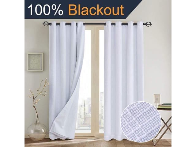 Primitive Linen Look 100 Blackout Curtain With Liner White